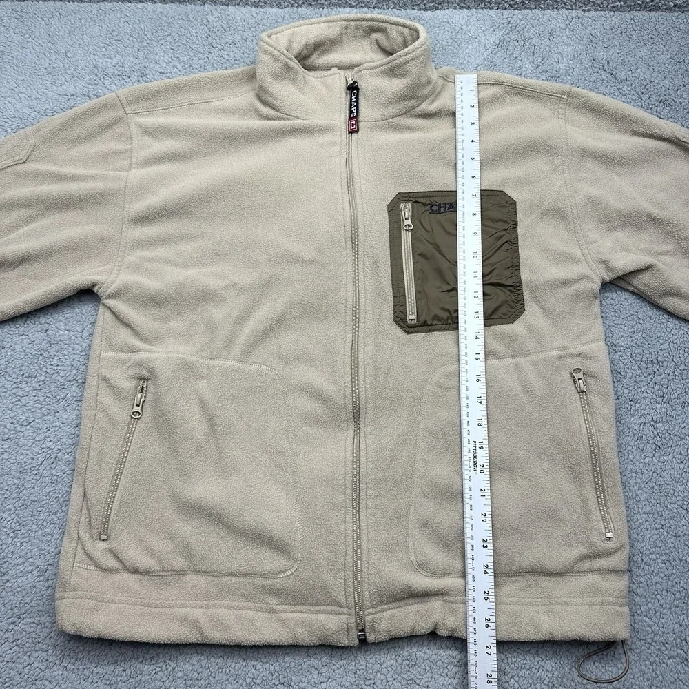 Chaps Mens Large 100% Polyester 83410E Tan Brown WPL-125 Full Zip Fleece Jacket